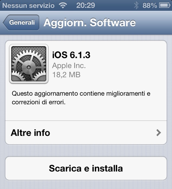 aggiornamento iOS 6.3.1