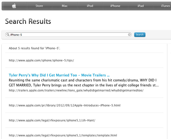 iPhone 5 ricerca sito Apple.com