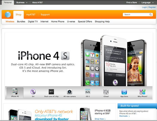 AT&T iphone sito web