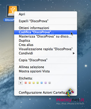 Codifica con FileVault 2 in OS X 10.8