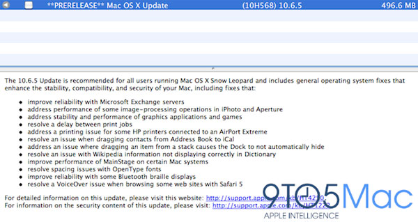 Mac OS X 10.6.5 update