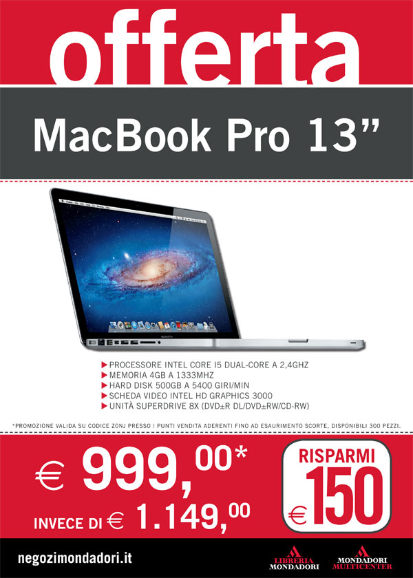 Mondadori offerta MacBook Pro 13