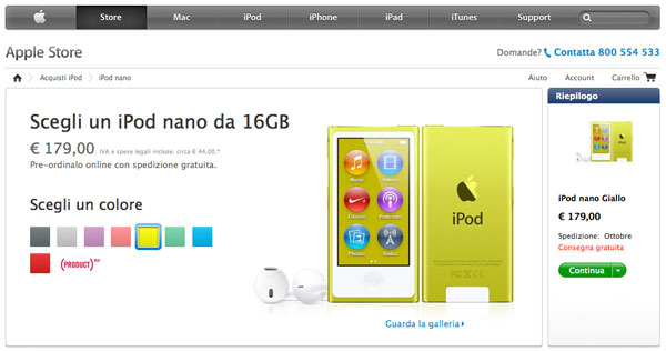 nuovi ipod nano apple store
