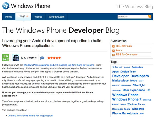 Microsoft Windows Phone blog