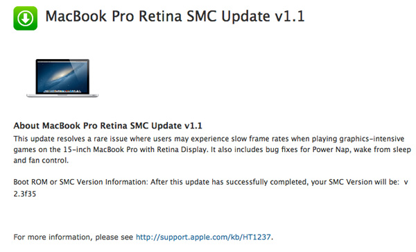 firmware macbook retina ventole