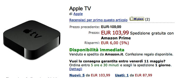 nuova AppleTV amazon offerta