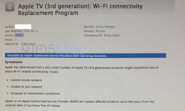 Apple TV 2013 problemi Wi-Fi 