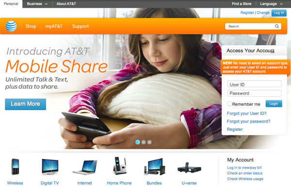 AT&T sito web 600