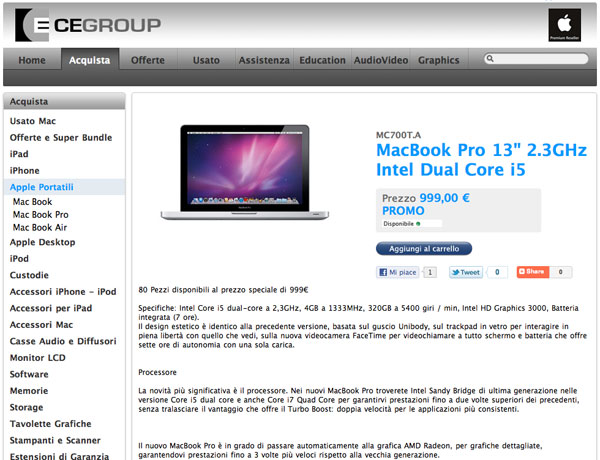CE Group: MacBook 13'' 999 euro