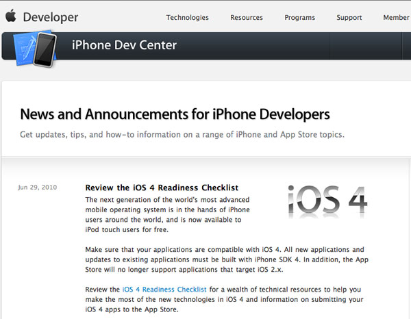 iOS developer Apple