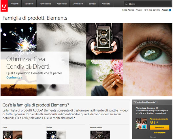 adobe elements 11 home page