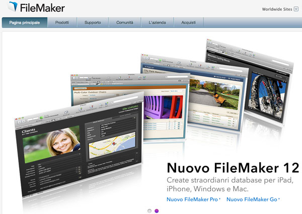 FileMaker 12 sito web