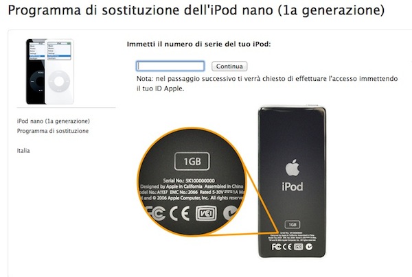 iPod nano prima generazione sostituire