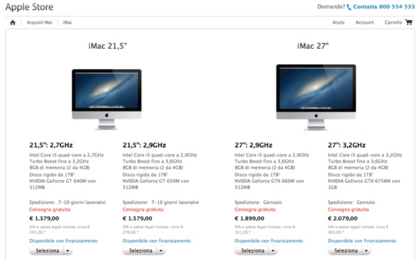 imac 27 gennaio apple store online