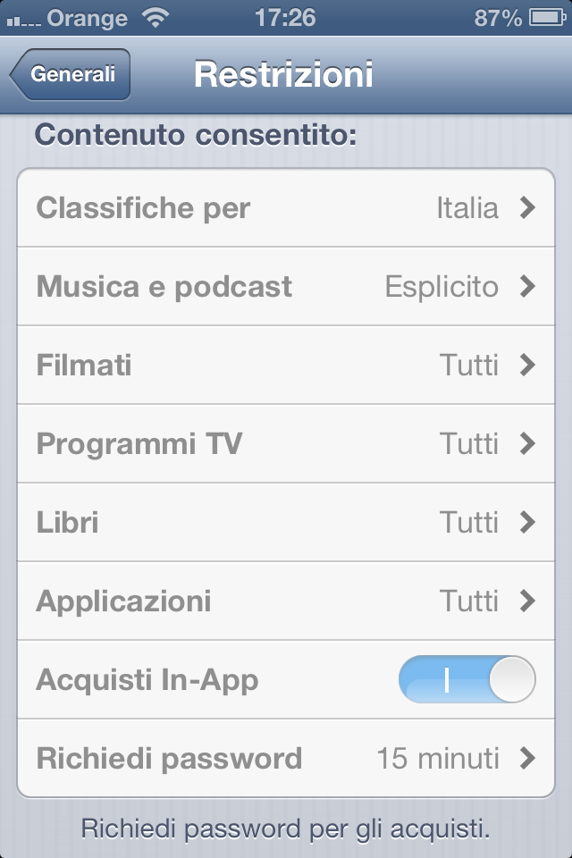 restrizioni iOS