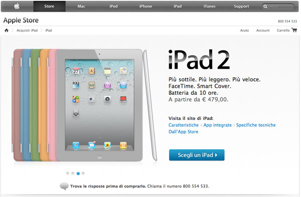 iPad 2 apple store italia