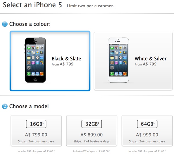 iPhone 5 a 2-4 giorni australia 