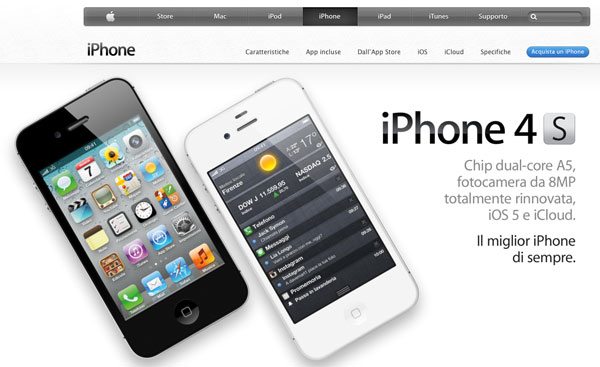 Apple iPhone 4S sito Apple