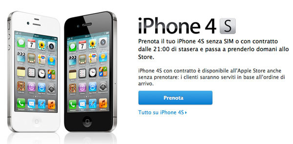 prenota e ritira iPhone 4S apple store