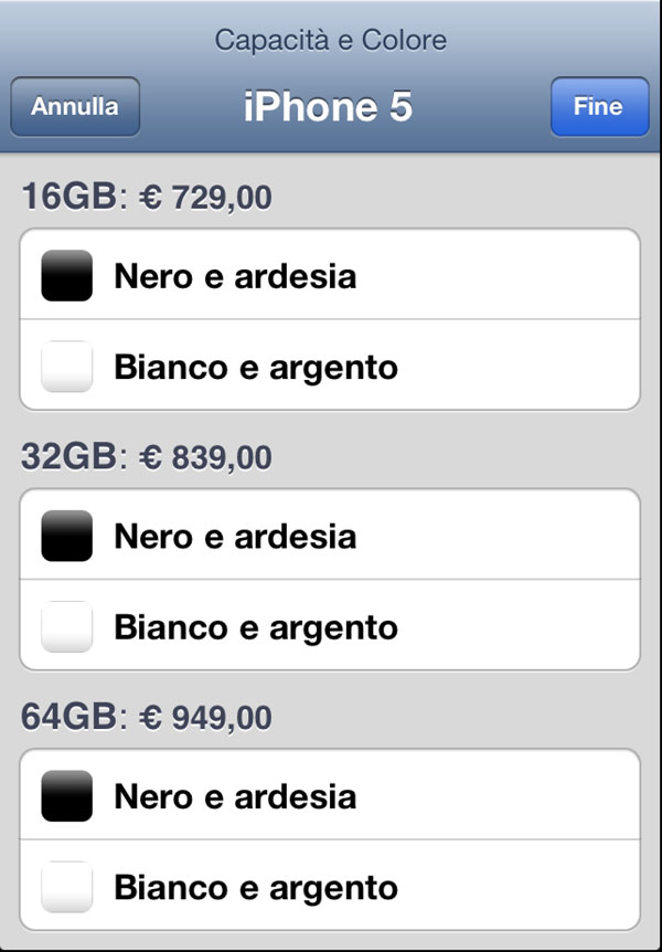 prezzo iphone 5