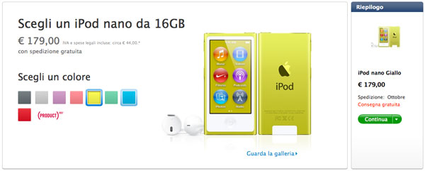 nuovi iPod nano apple store online 
