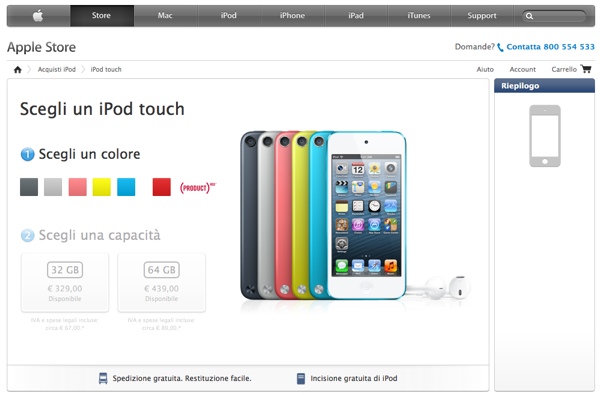 ipod touch 6 colori 