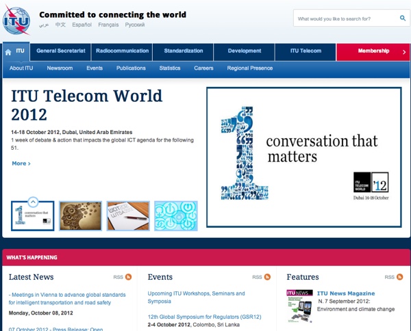 ITU, International Telecommunication Union 