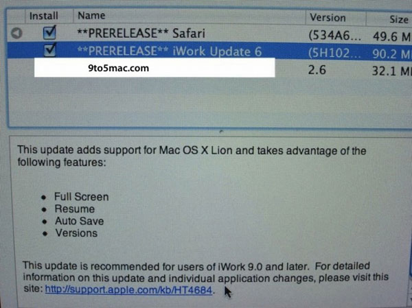 iwork update x Lion