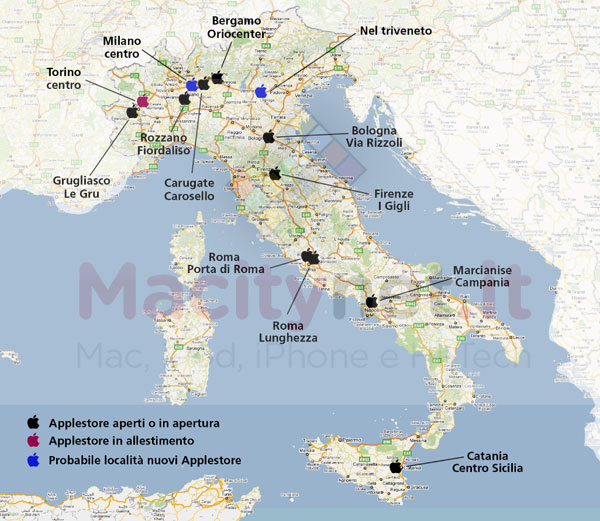 Apple Store mappa Italia