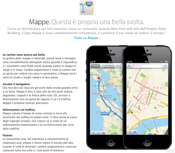 mappe ios 6 sito apple iphone
