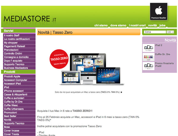 Mediastore tasso zero 