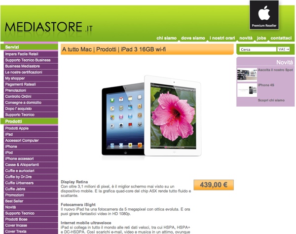 Sconti su iPad 3 e iPad 2 in saldo nei negozi Mediastore di Milano