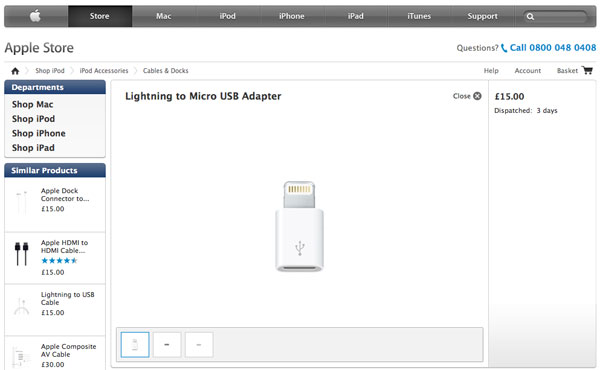 adattatore da Lightning a micro USB