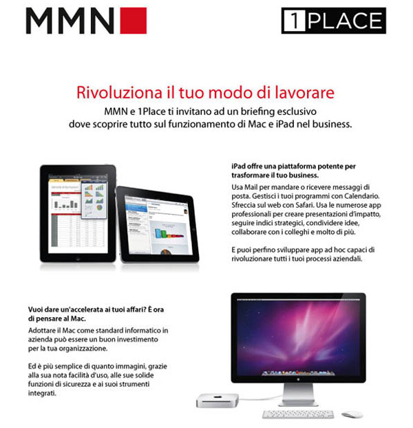 Seminari gratuiti su iPad e Mac in azienda da 1Place e MMN