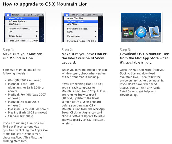 Mountain Lion lista compatibilità