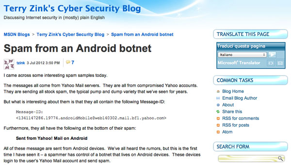 MSDN botnet Android