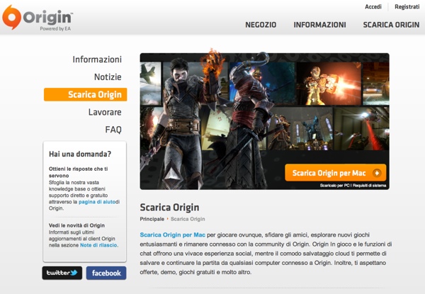 Electronics Arts lancia Origin per Mac