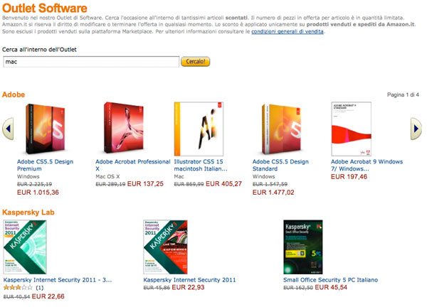 outlet software amazon