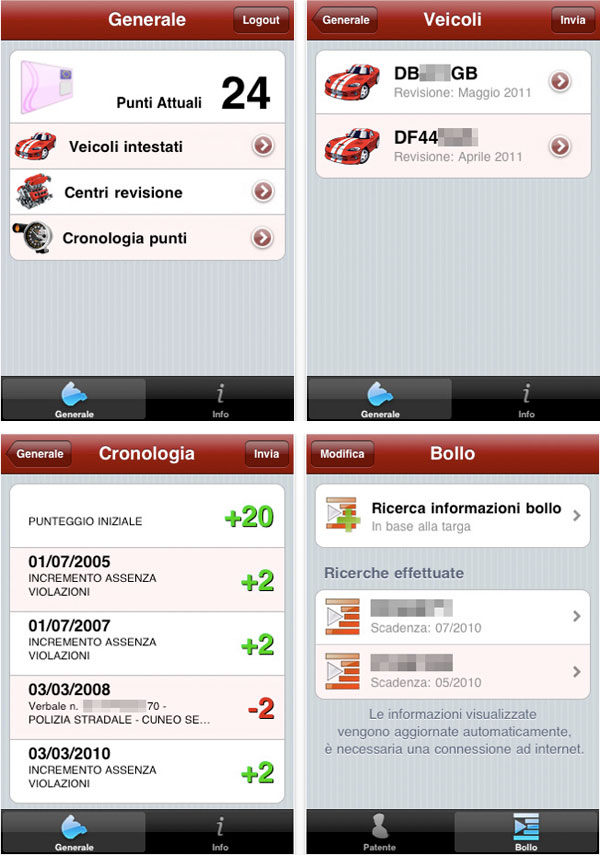 Patente & Bollo app per iPhone, touch e ipad