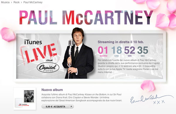 concerto Paul McCartney iTunes Store Kisses on the bottom