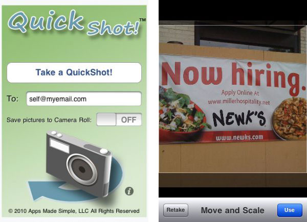 QuickShot iphone screenshots