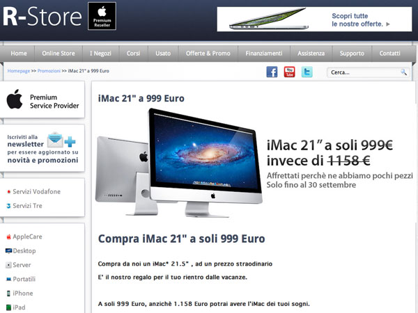 R-Store offerta iMac 21,5