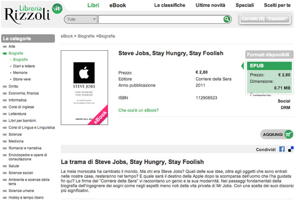 Rizzoli Steve Jobs, Stay Hungry, Stay Foolish - Corriere della Sera