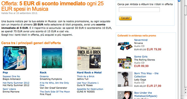 sconto musica amazon