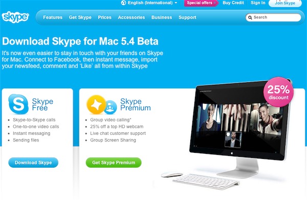 Skype 5.4 beta con Facebook