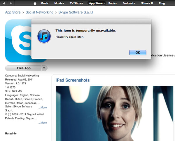 Skype app per iPad 