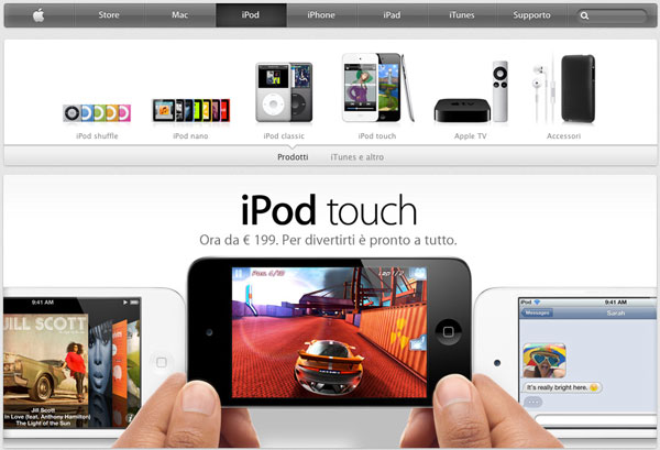 iPod touch sito Apple