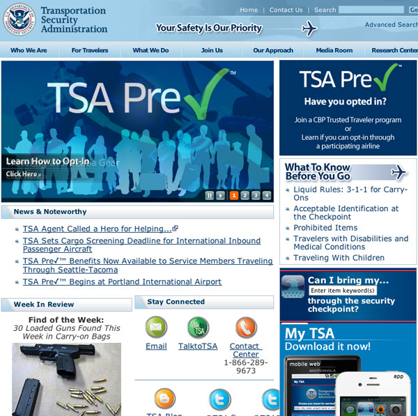 TSA sito web home