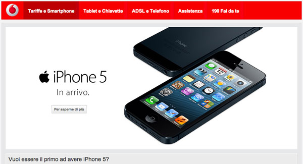 vodafone lancio iphone 5 italia notte bianca