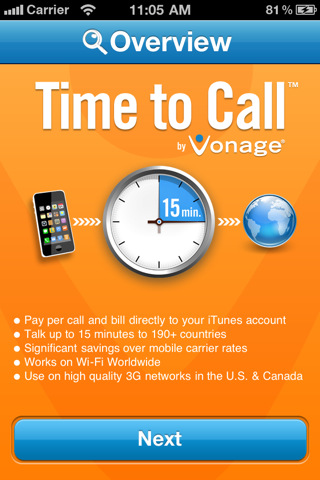 Vonage Time to Call